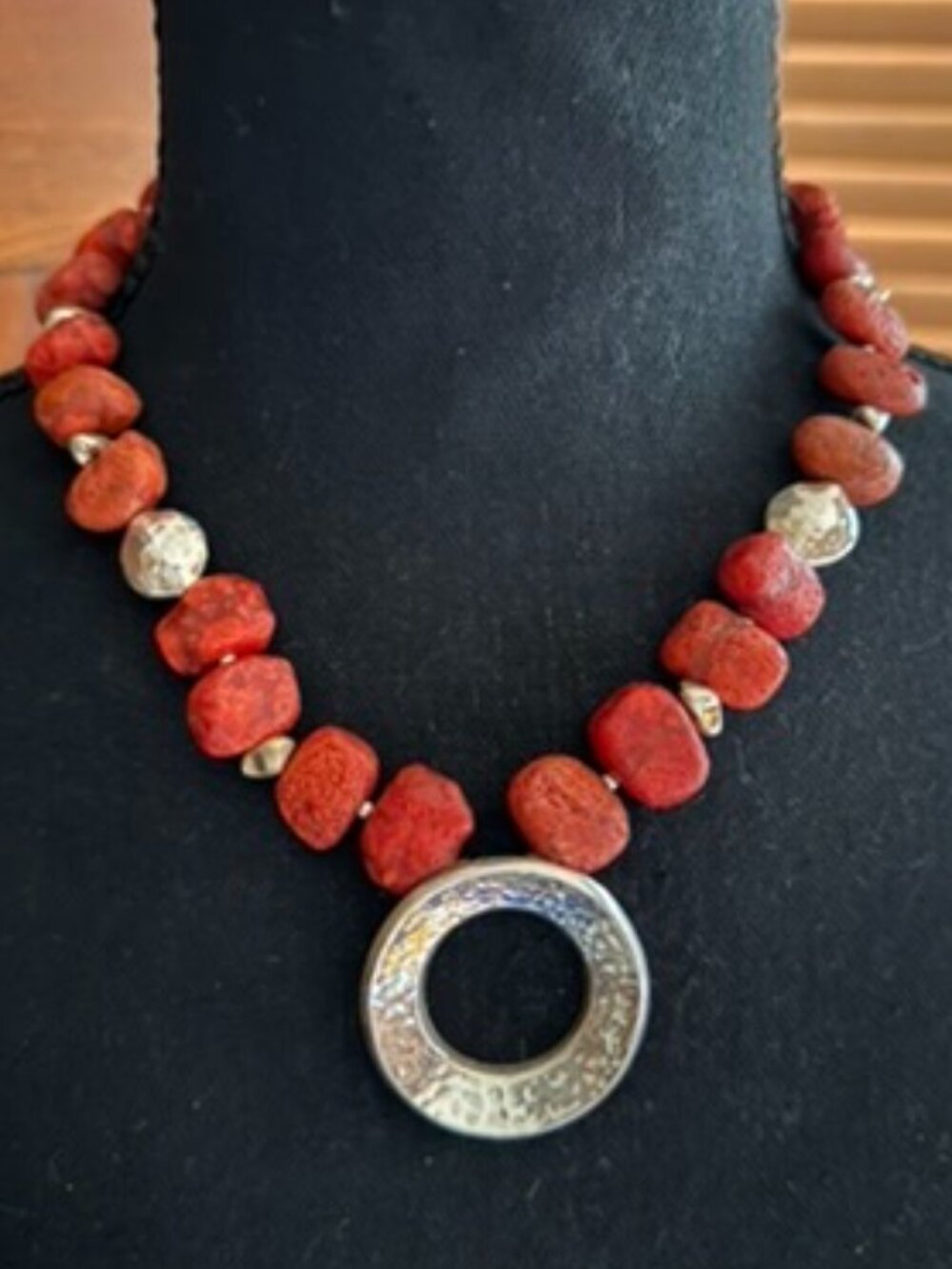 Silpada Sponge Coral Statement Necklace with Sterling Pendant